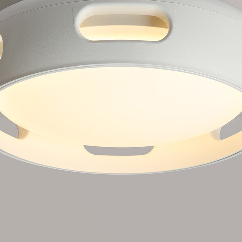 Nordic Contemporary Round Bladeless Ceiling Fan with LED Light – Semi-Flush Mount, PC & Acrylic, for Bedroom