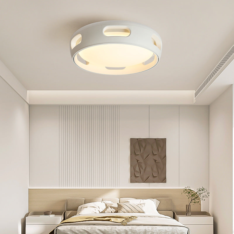 Nordic Contemporary Round Bladeless Ceiling Fan with LED Light – Semi-Flush Mount, PC & Acrylic, for Bedroom