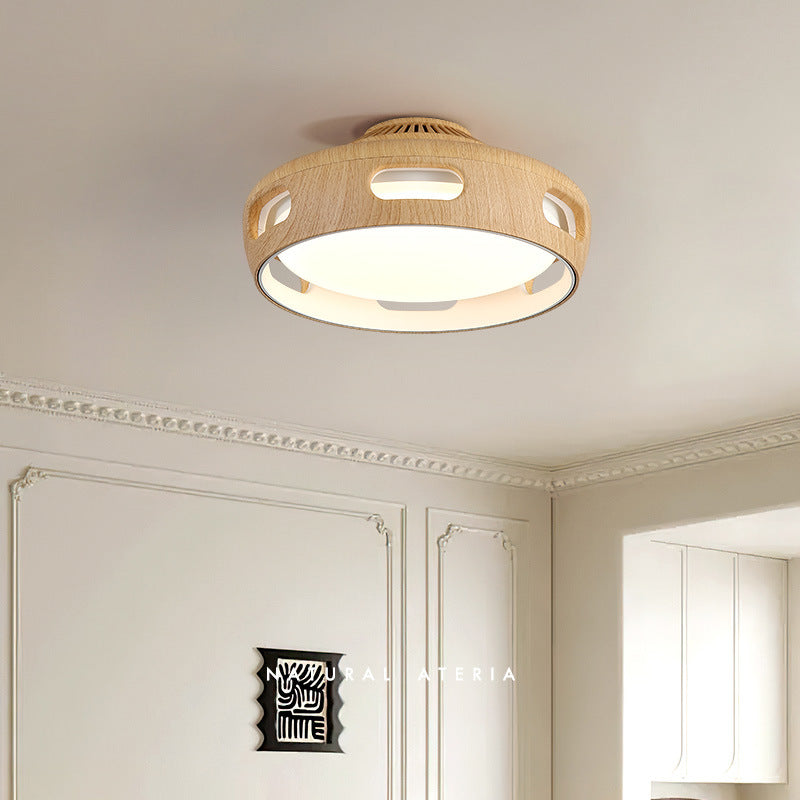 Nordic Contemporary Round Bladeless Ceiling Fan with LED Light – Semi-Flush Mount, PC & Acrylic, for Bedroom