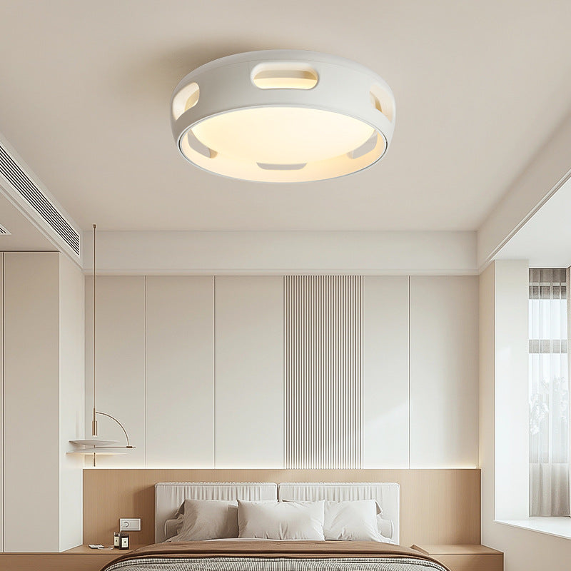 Nordic Contemporary Round Bladeless Ceiling Fan with LED Light – Semi-Flush Mount, PC & Acrylic, for Bedroom