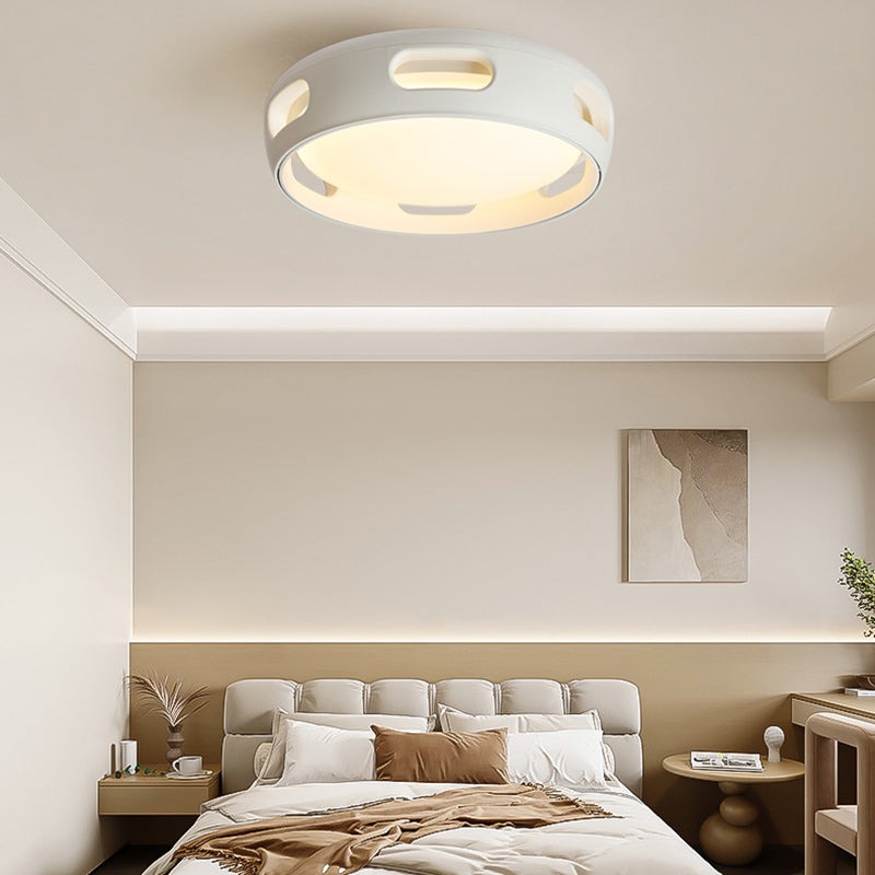 Nordic Contemporary Round Bladeless Ceiling Fan with LED Light – Semi-Flush Mount, PC & Acrylic, for Bedroom