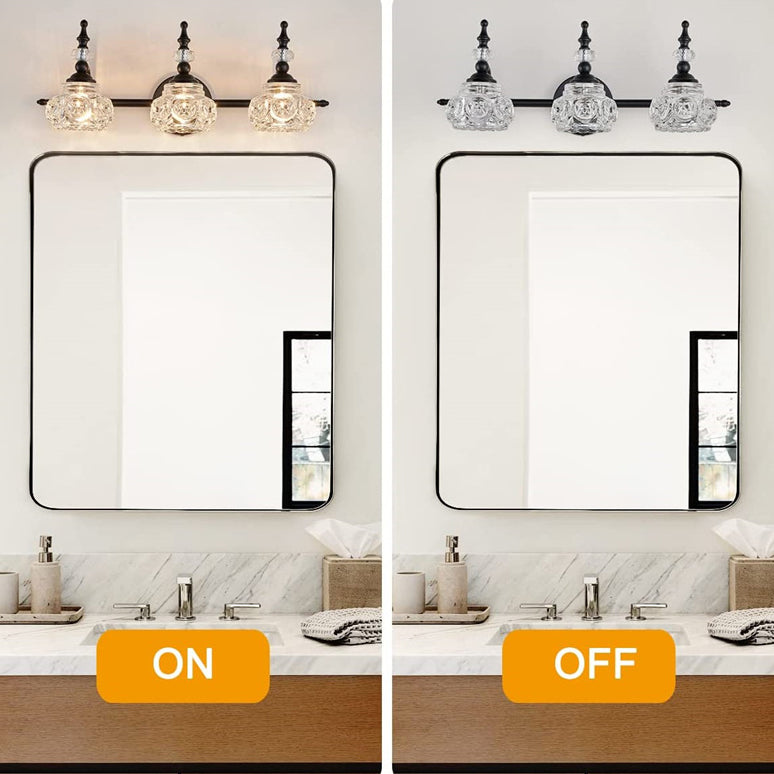 Contemporary Retro Iron Glass Round Petal Wall Sconce Lamp – 1/2/3/4-Light Vanity Light for Bathroom