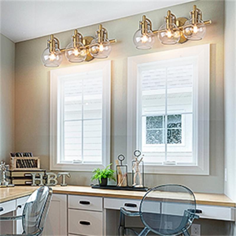 Modern Minimalist 3-Light Wall Sconce Vanity Light with Metal & Glass Ball for Bathroom