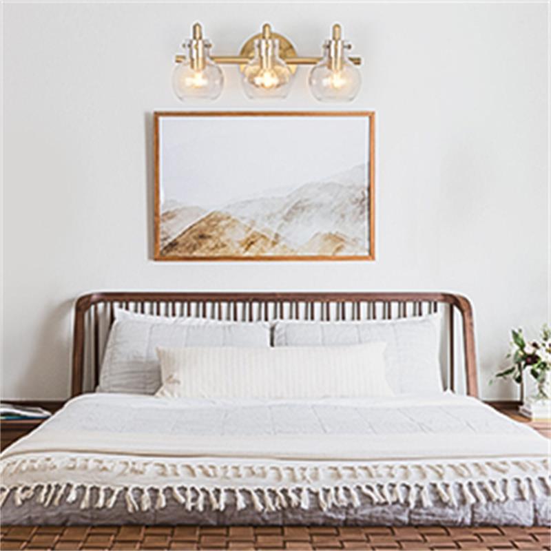 Modern Minimalist 3-Light Wall Sconce Vanity Light with Metal & Glass Ball for Bathroom
