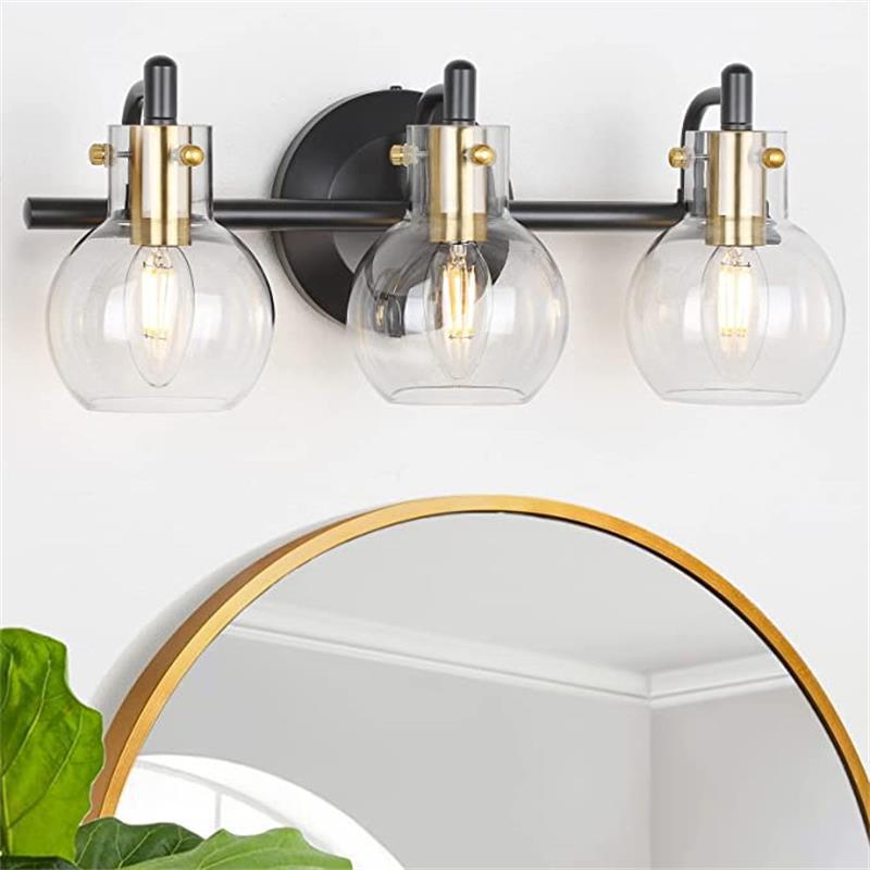 Modern Minimalist 3-Light Wall Sconce Vanity Light with Metal & Glass Ball for Bathroom