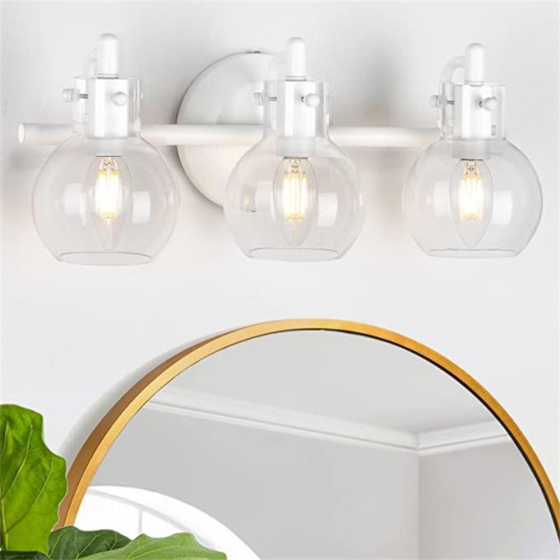 Modern Minimalist 3-Light Wall Sconce Vanity Light with Metal & Glass Ball for Bathroom