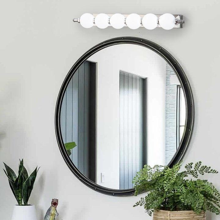 Contemporary Nordic LED Wall Sconce with PC Ball Diffuser — Stainless Steel & Aluminum Vanity Lighting for Bathroom