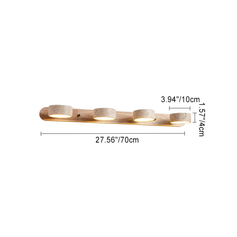 Traditional Japanese Travertine Wood Round Rotating LED Wall Sconce Lamp – Bathroom Vanity Lighting