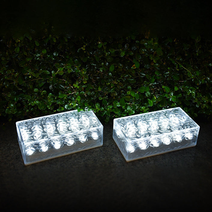 Modern Simplicity Solar LED Ice Brick Outdoor Light - Waterproof Acrylic Rectangular Landscape Lighting for Garden