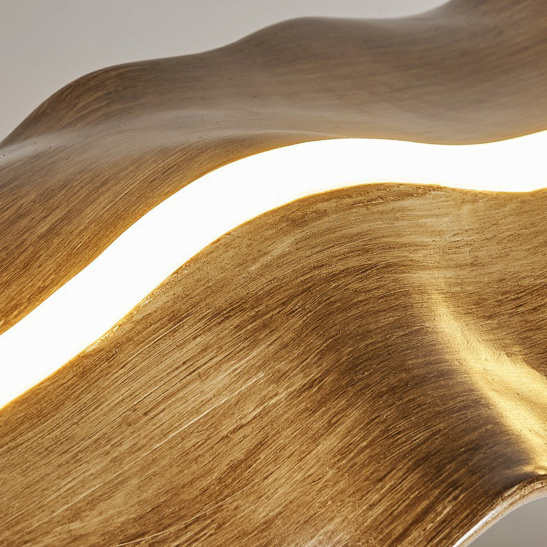 Traditional Japanese-Style LED Chandeliers – Iron, Fiberglass & Silica, Wavy Driftwood Imitation, Island Light for Dining Room