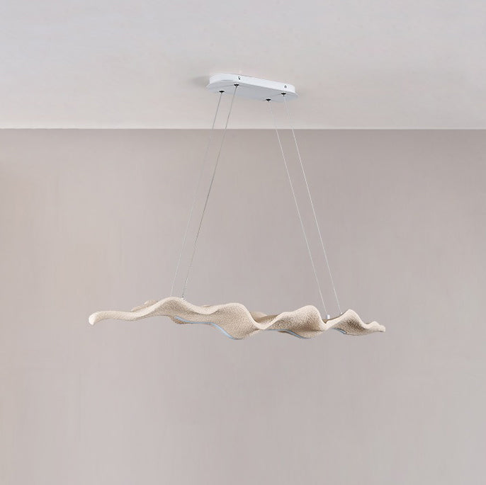 Traditional Japanese-Style LED Chandeliers – Iron, Fiberglass & Silica, Wavy Driftwood Imitation, Island Light for Dining Room