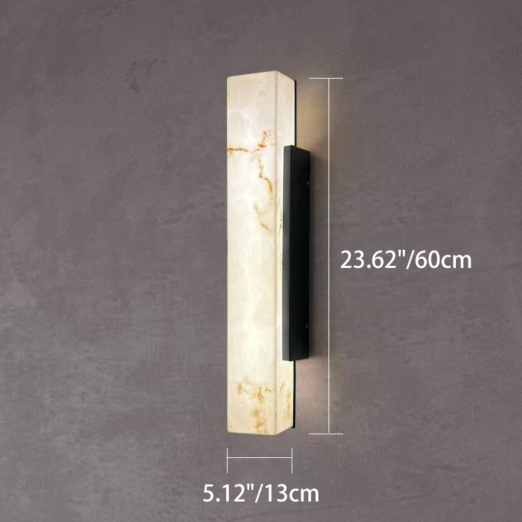 Traditional Chinese-Style Waterproof Imitation Marble Stainless Steel Rectangular LED Wall Sconce Lamp for Outdoor Patio