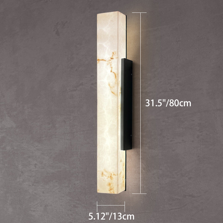 Traditional Chinese-Style Waterproof Imitation Marble Stainless Steel Rectangular LED Wall Sconce Lamp for Outdoor Patio