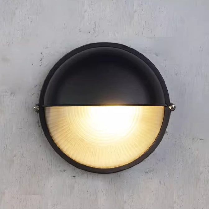 Weatherproof Contemporary Industrial Aluminum 1-Light Wall Sconce with Frosted Round Glass for Outdoor Patio Lighting