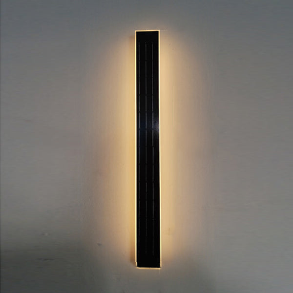 Sleek Modern Solar-Powered Wave LED Wall Sconce – Waterproof Aluminum & Acrylic Strip Lamp for Outdoor Patio