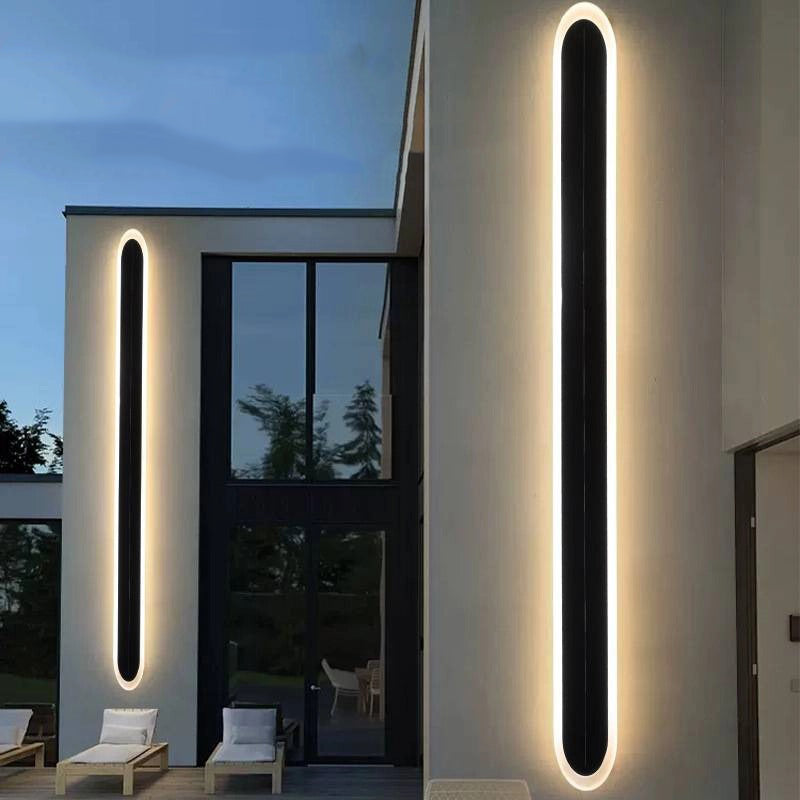 Sleek Modern Solar-Powered Wave LED Wall Sconce – Waterproof Aluminum & Acrylic Strip Lamp for Outdoor Patio