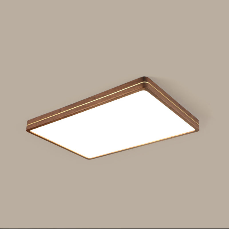 Sleek Modern Walnut Wood LED Flush Mount Ceiling Light