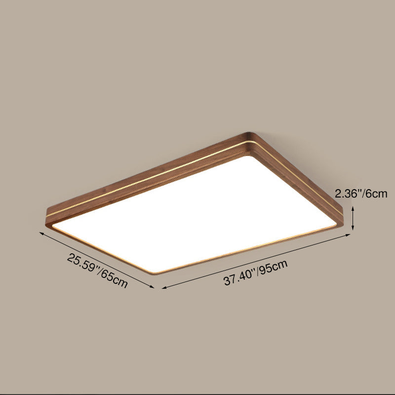 Sleek Modern Walnut Wood LED Flush Mount Ceiling Light