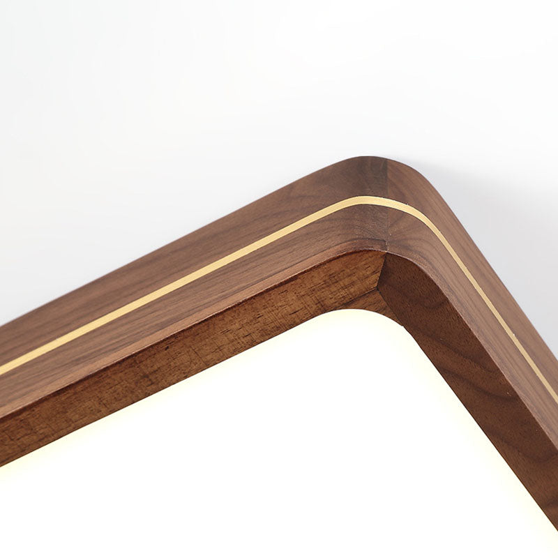 Sleek Modern Walnut Wood LED Flush Mount Ceiling Light