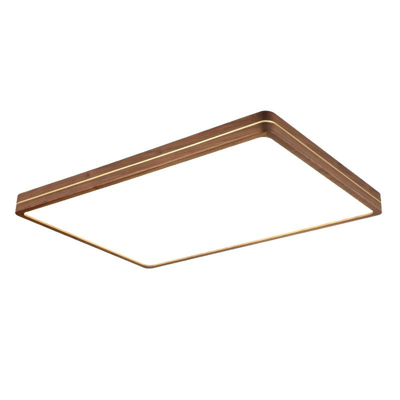 Sleek Modern Walnut Wood LED Flush Mount Ceiling Light