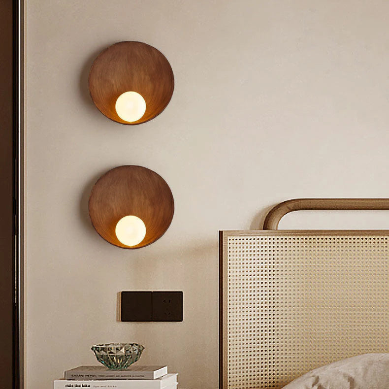 Sleek Modern Round Iron and Resin 1-Light Wall Sconce Lamp