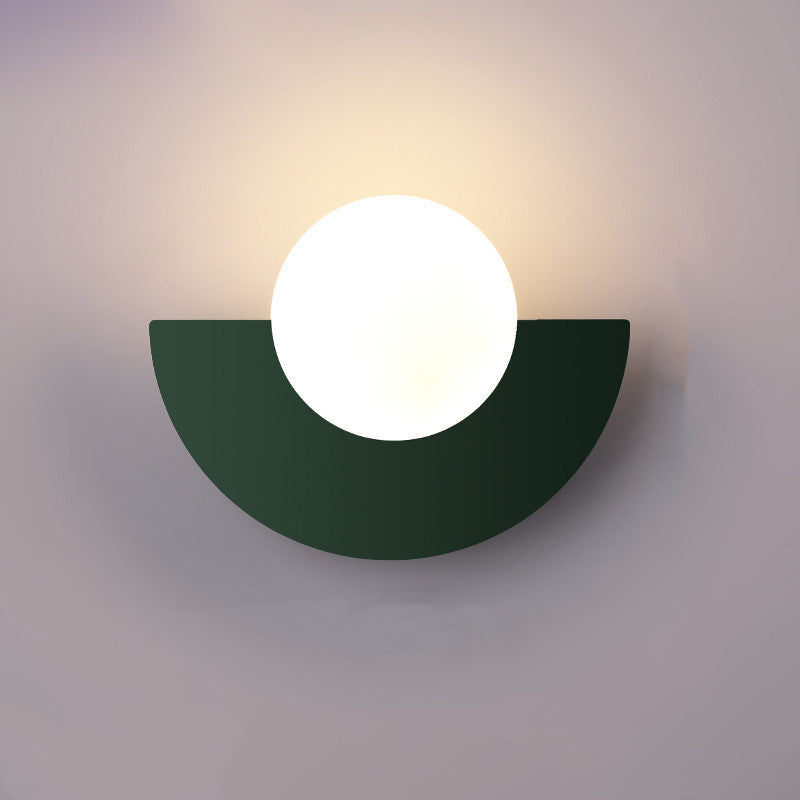 Modern Minimalist Glass Sphere Wall Sconce Lamp with Colorful Semicircle Design - 1-Light