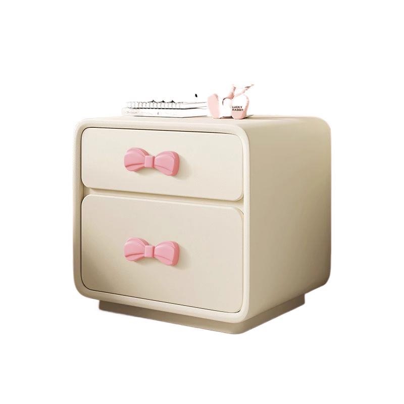 Modern Rectangular Cat-Scratch Leather Nightstand - Solid Wood, 2-Drawer Bedroom Furniture
