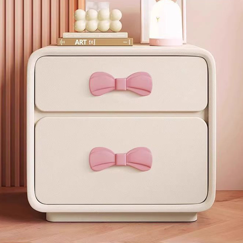 Modern Rectangular Cat-Scratch Leather Nightstand - Solid Wood, 2-Drawer Bedroom Furniture