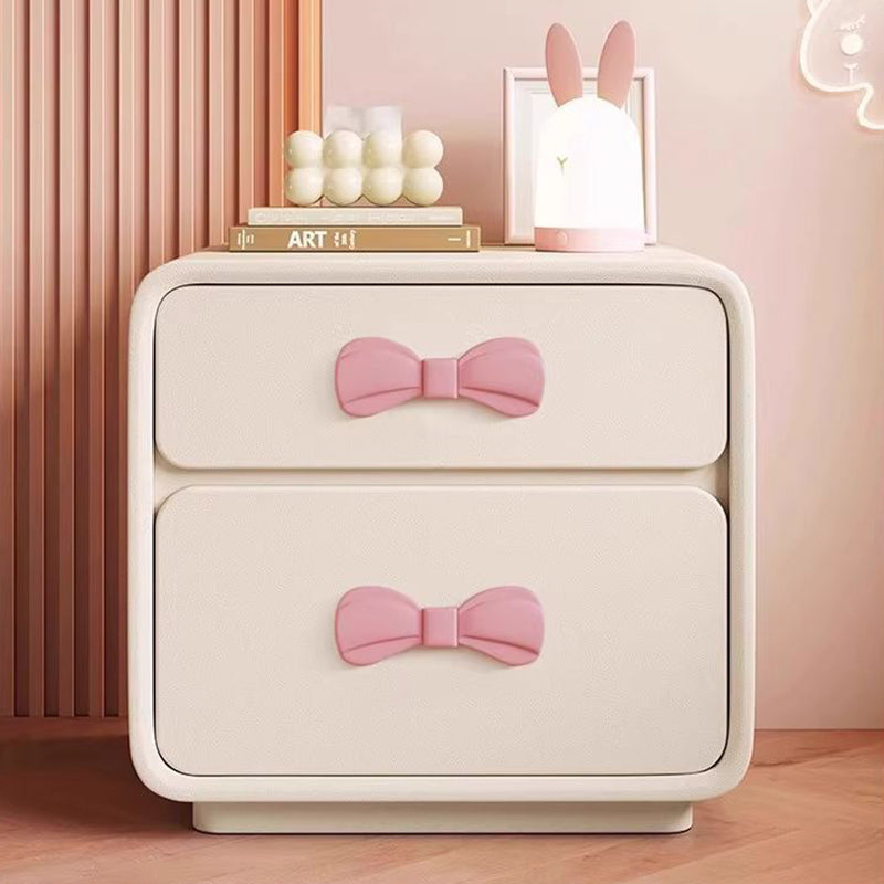 Modern Rectangular Cat-Scratch Leather Nightstand - Solid Wood, 2-Drawer Bedroom Furniture