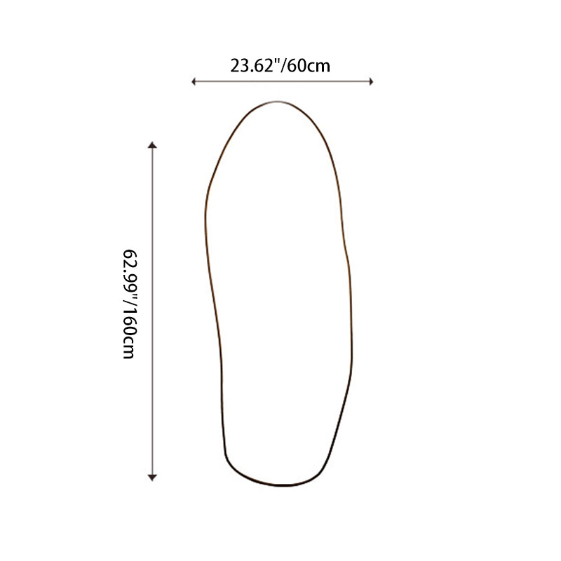 Modern Minimalist Teardrop-Shaped Solid Wood Floor/Wall Mirror — Full-Length Glass Bedroom Mirror