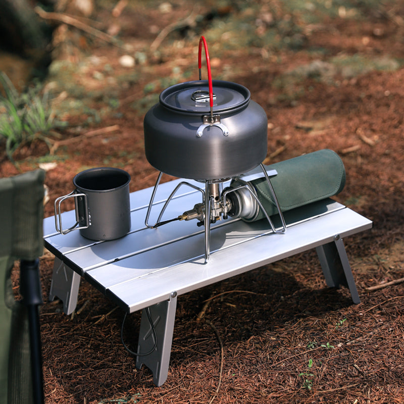 Modern Minimalist Rectangular Aluminum Alloy Folding Coffee Table, 1-Tier, Outdoor, Camping & Garden