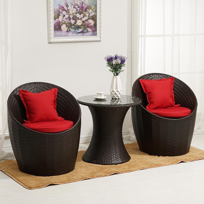 Modern Minimalist Curved Iron Patio Dining Set with PE Rattan and Tempered Glass – Outdoor 1-Tier Design