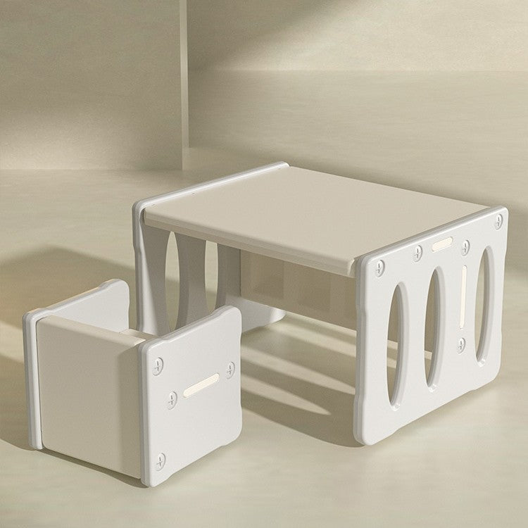 Modern Nordic Rectangular Kids Desk & Chair Set in Hollow-PE for Home Office