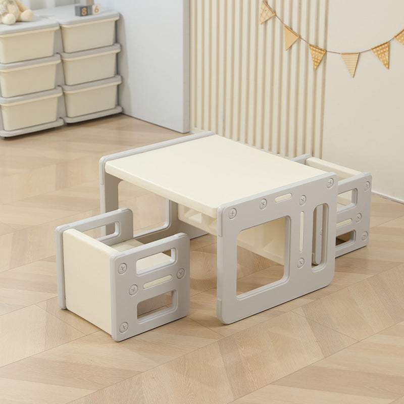 Modern Nordic Rectangular Kids Desk & Chair Set in Hollow-PE for Home Office