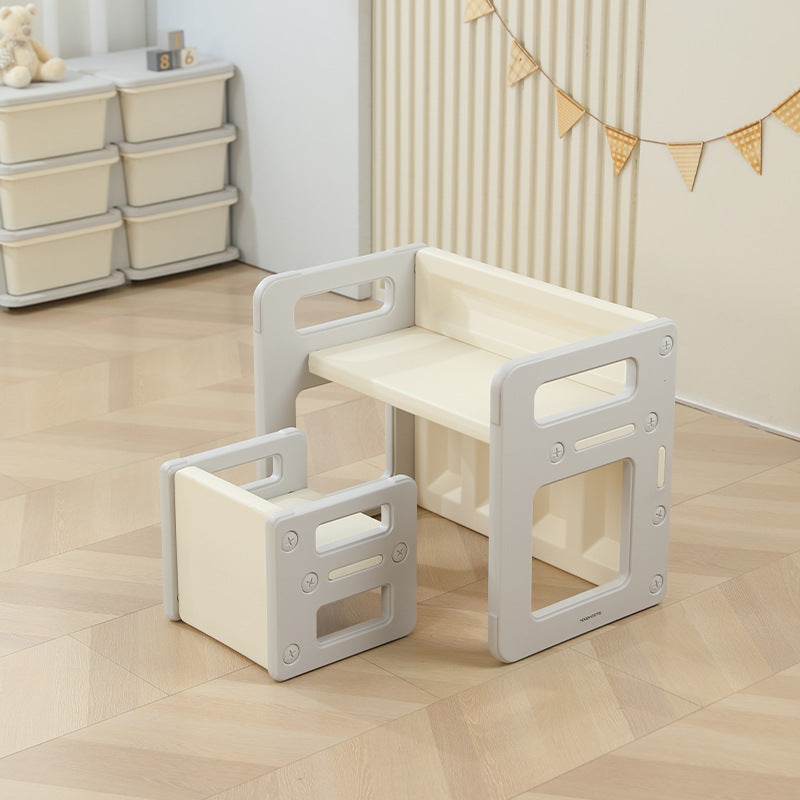 Modern Nordic Rectangular Kids Desk & Chair Set in Hollow-PE for Home Office
