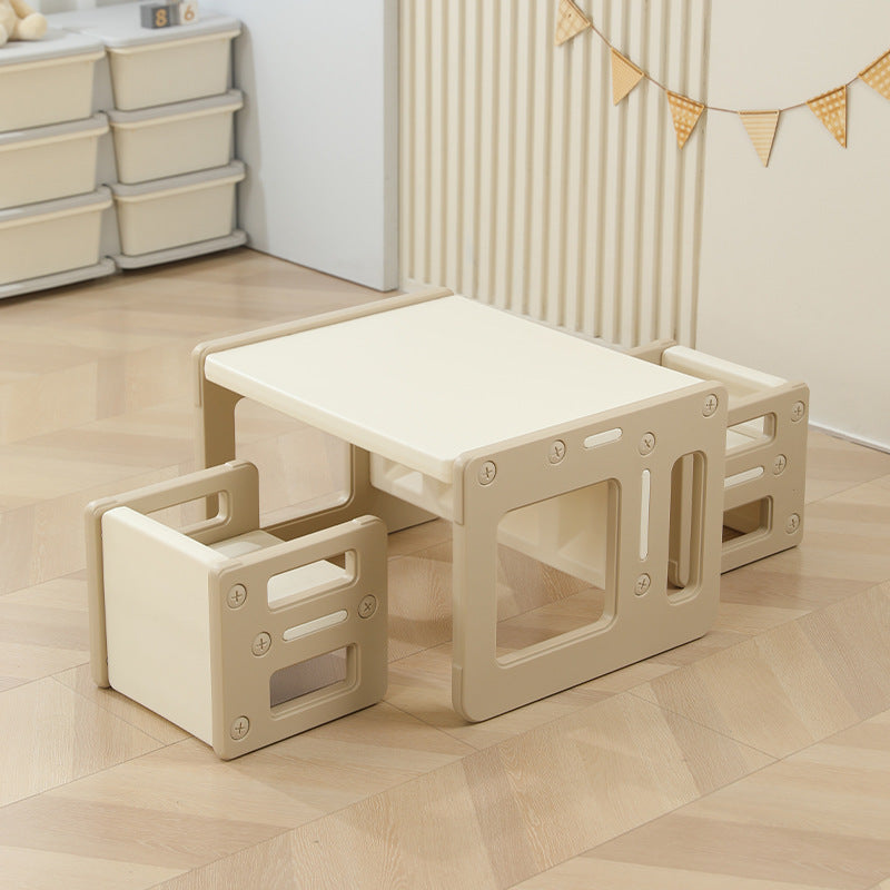 Modern Nordic Rectangular Kids Desk & Chair Set in Hollow-PE for Home Office