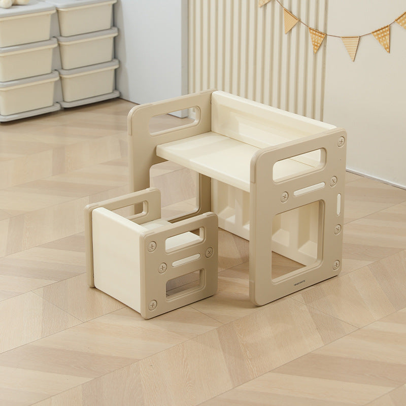 Modern Nordic Rectangular Kids Desk & Chair Set in Hollow-PE for Home Office