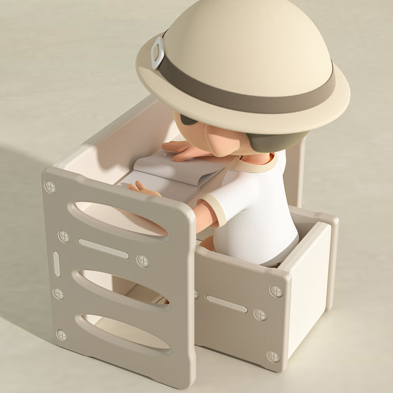 Modern Nordic Rectangular Kids Desk & Chair Set in Hollow-PE for Home Office