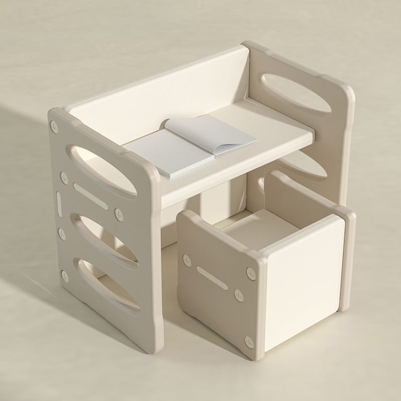 Modern Nordic Rectangular Kids Desk & Chair Set in Hollow-PE for Home Office