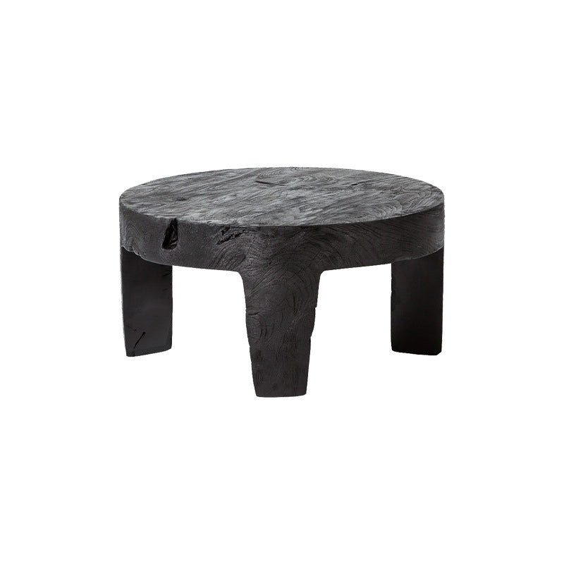 Traditional Rustic Round Coffee Table in Solid Wood – Handcrafted, Low-Profile Sculptural Centerpiece for the Living Room