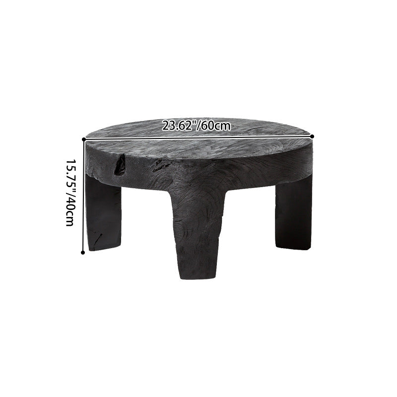 Traditional Rustic Round Coffee Table in Solid Wood – Handcrafted, Low-Profile Sculptural Centerpiece for the Living Room