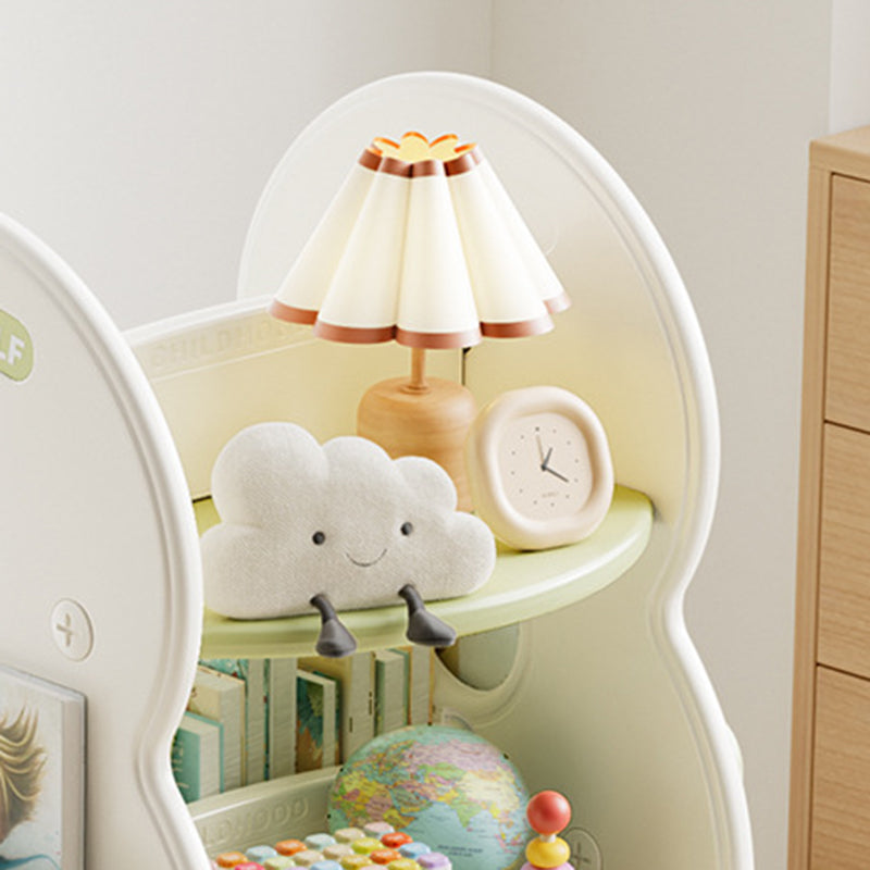 Contemporary Rectangular Christmas Tree-Shaped HDPE Rotatable 4-Tier Kids Bookshelves for Home Office