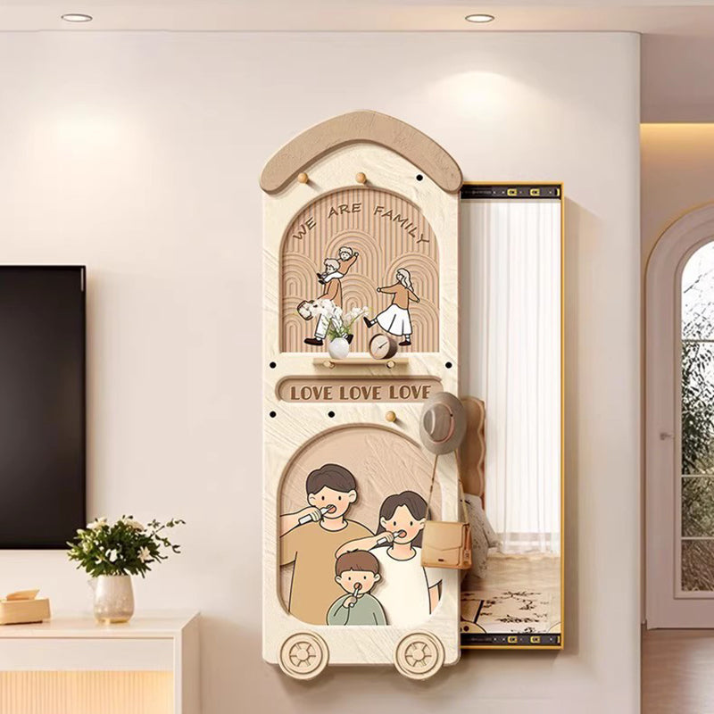 Contemporary Rectangular Arch Full-Length Mirror with Medium-Density Fiberboard Glass Accent for Entryways