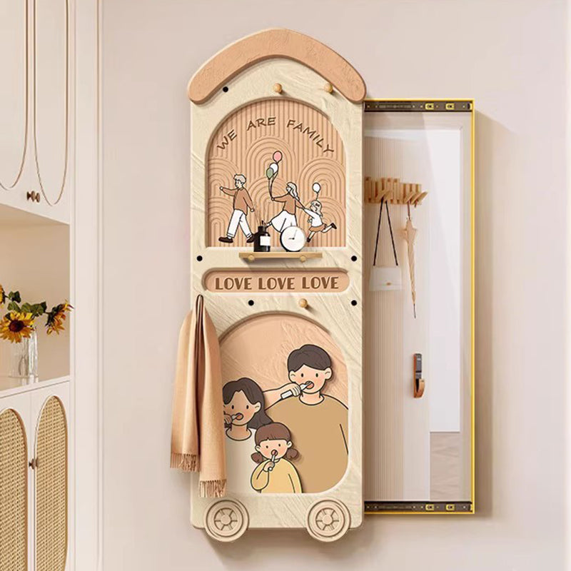 Contemporary Rectangular Arch Full-Length Mirror with Medium-Density Fiberboard Glass Accent for Entryways