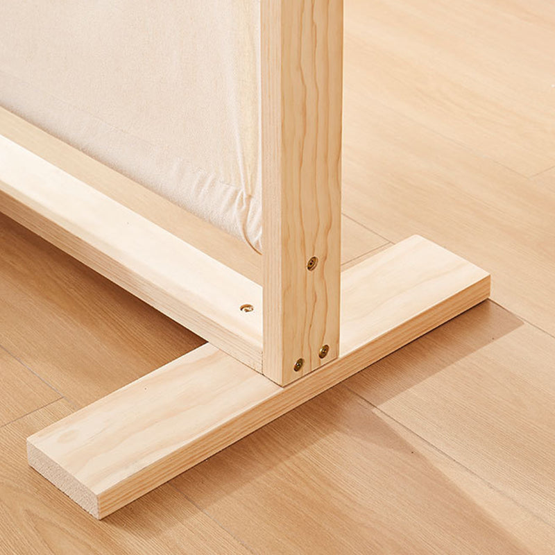 Traditional Chinese Solid Wood Rectangular Room Divider with Linen Fabric for Living Room