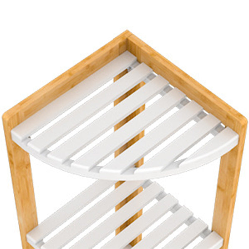 Modern Minimalist Cylindrical Fan-Shaped 3-Tier Bamboo and MDF Corner Shelf Unit for Living Room