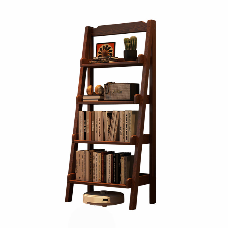 Sleek Modern Minimalist 4-Tier Pine Wood Ladder Display Rack for Living Room