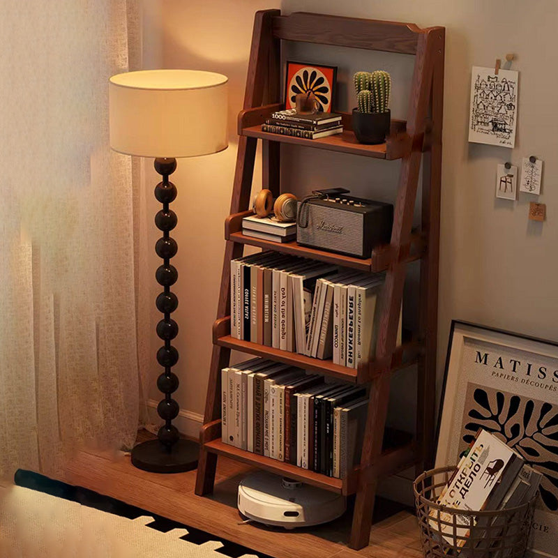 Sleek Modern Minimalist 4-Tier Pine Wood Ladder Display Rack for Living Room