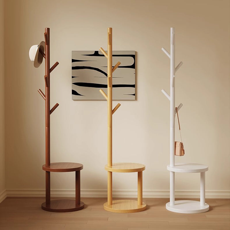 Modern Minimalist Tree-Shaped Hall Tree in Pine Wood & MDF — Cylindrical Round Design for Bedroom & Entryway