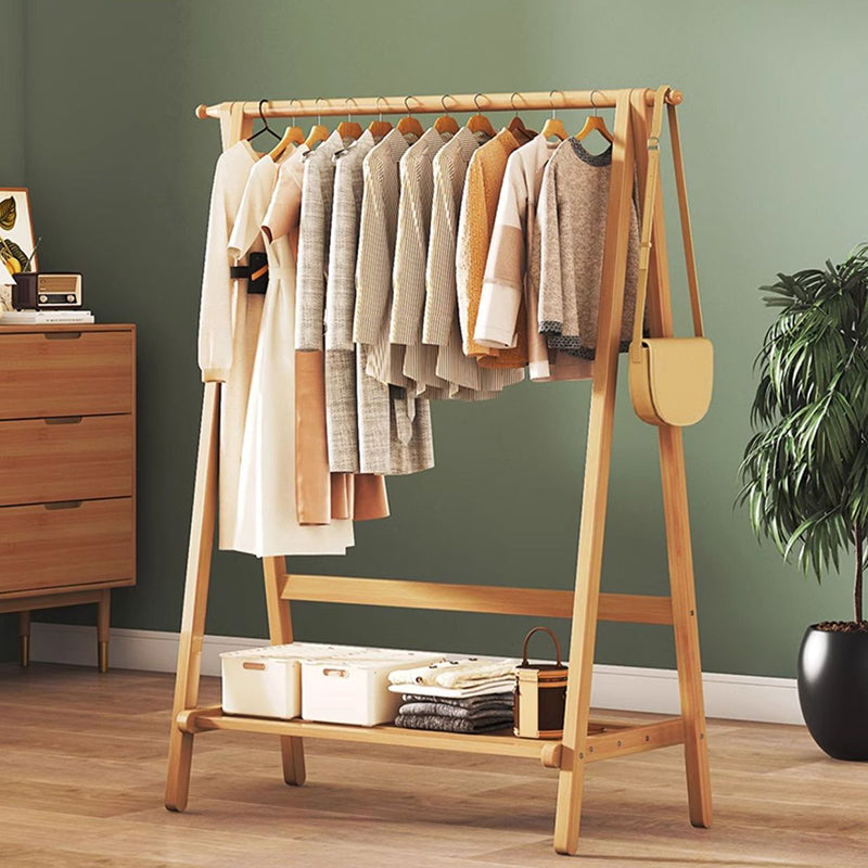 Contemporary Scandinavian Nan Bamboo Hall Tree - Rectangular, Half-Tier Storage for Bedroom & Entryway